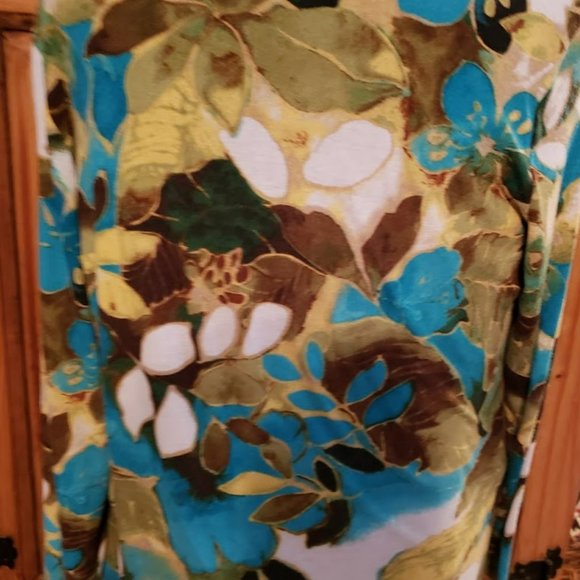 Chicos SZ 3 Women’s Blue Green White Pretty Open Front Cardigan Size 3 - Picture 2 of 3